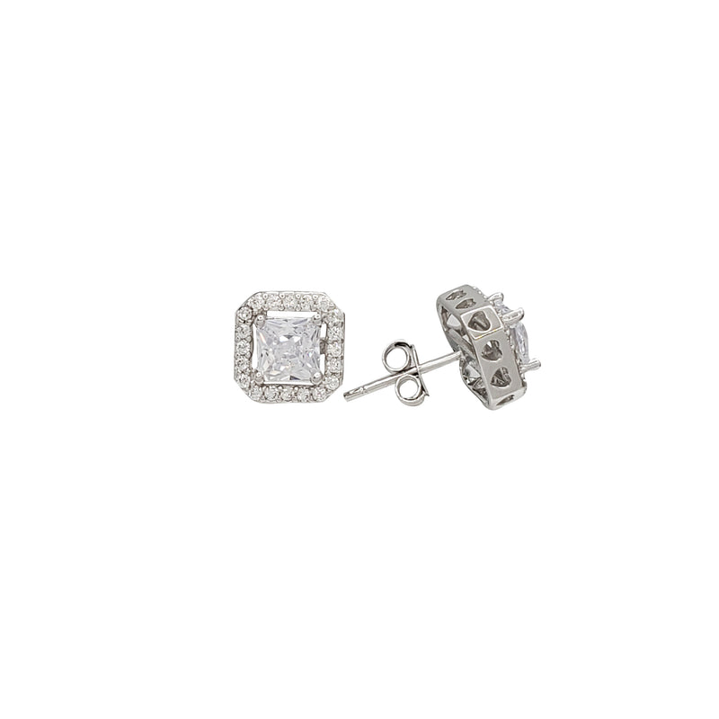 Micropave Square CZ Stud Earring (Silver)