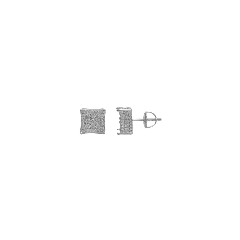 Micropave Square CZ Stud Earrings (Silver)