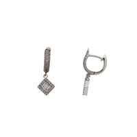 Diamond Baguette Rhombus-Shape Dangling Huggie Earrings (14K)