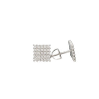 Micropave Curved Square Earring (Silver)