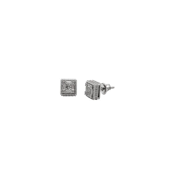 Square Shape Stud Earrings (Silver)