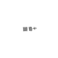 Iced-Out Square Stud Earrings (Silver)