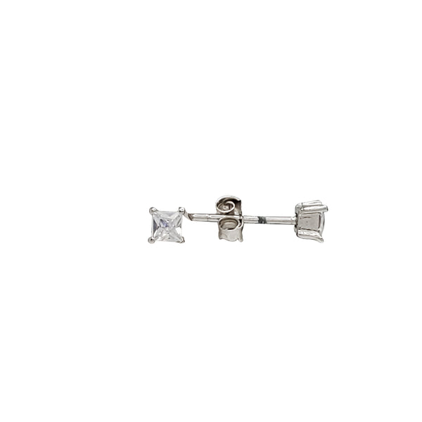 Miniature Square Shape Stud Earrings (Silver)