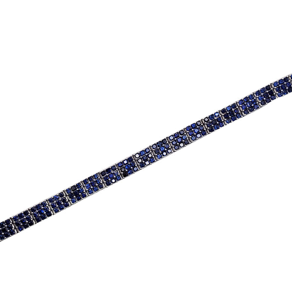 Blue CZ Triple-Row Bracelet (Silver)