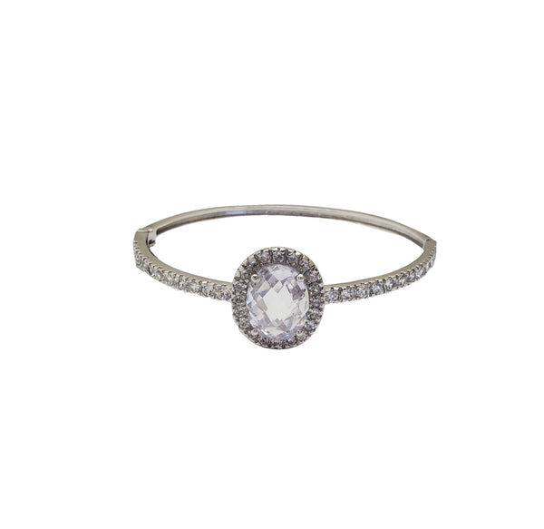 Iced Out Tiara Bangle (Silver)