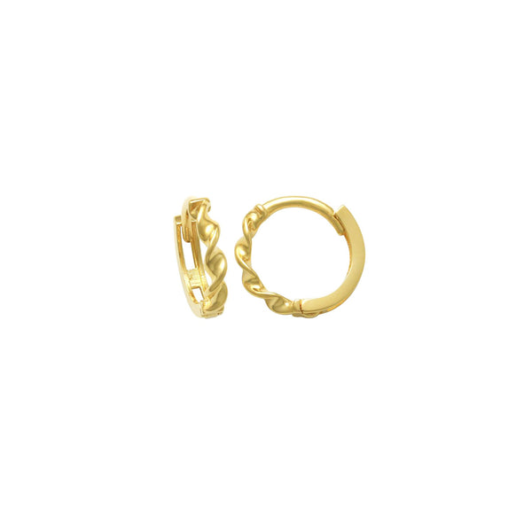 Twisted Plain Huggie Earrings (14K)