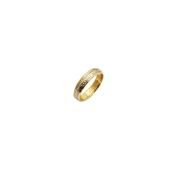 Two-tone Greek Texture Wedding Ring (14K)