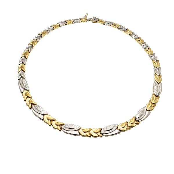 Two-Tone Braided Leaves Necklace (14K)