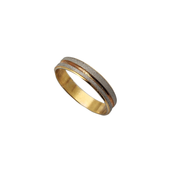 Split Sand Two-Tone Band (14K)