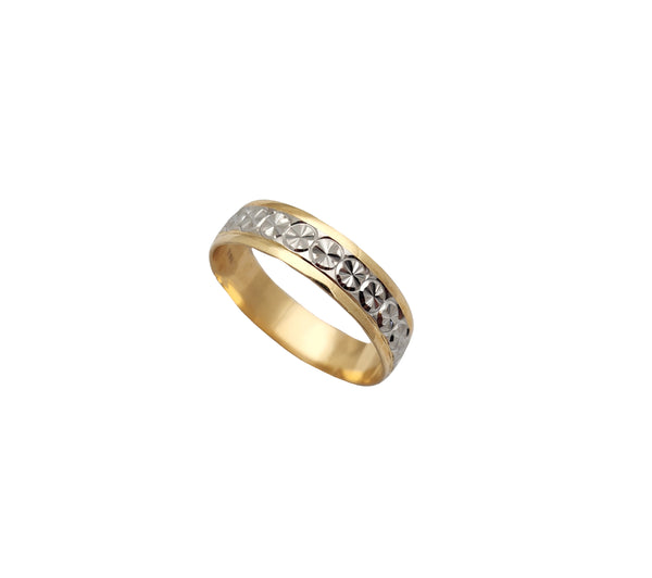 Two-Tone Diamond-Cut Orb Band (14K)