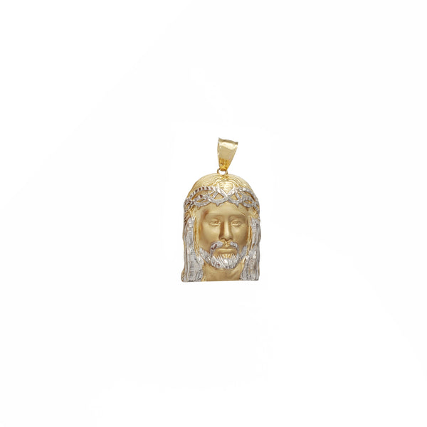 Two Tone Jesus Head Mesh-Back Pendant (14K)