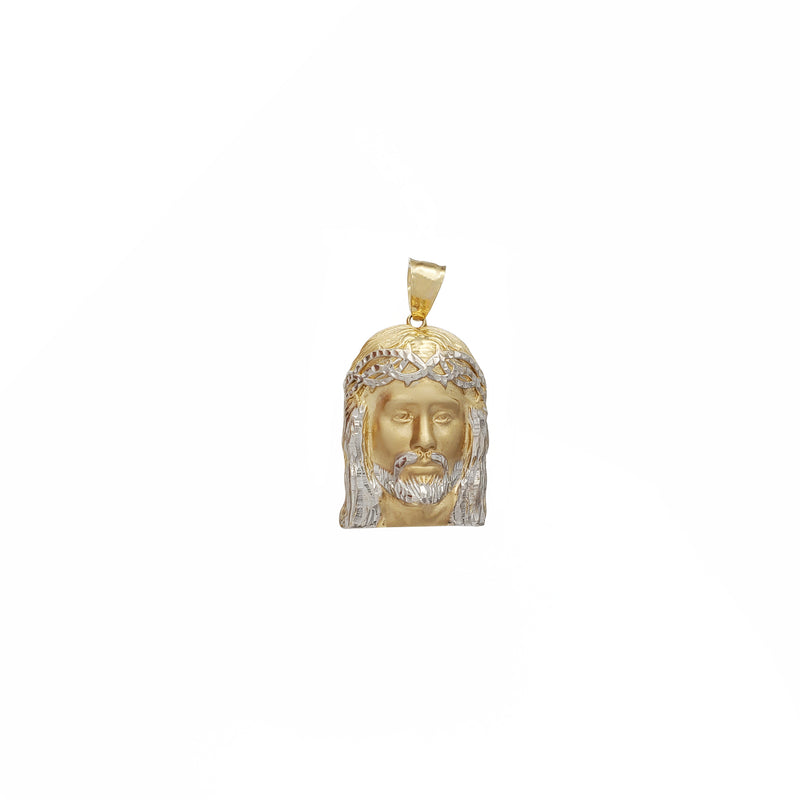 Two Tone Jesus Head Mesh-Back Pendant (14K)