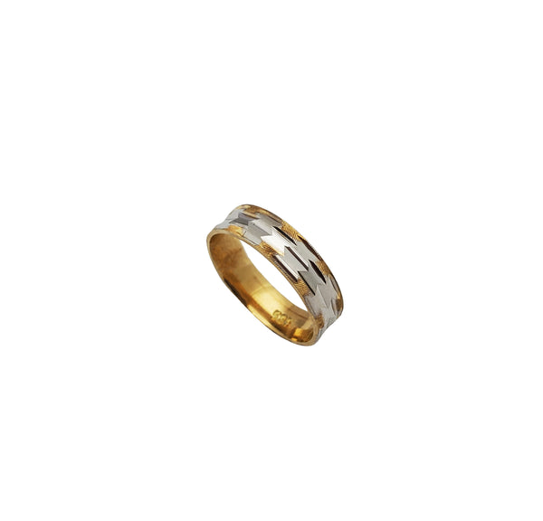 Two Tone Razor Diamond-Cut Band (14K)