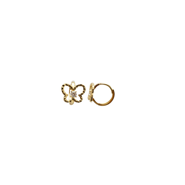 Yellow Gold Open Butterfly Huggie Earrings (14K)