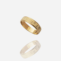 Diamond-Cut Reeded Wave Wedding Band (14K)