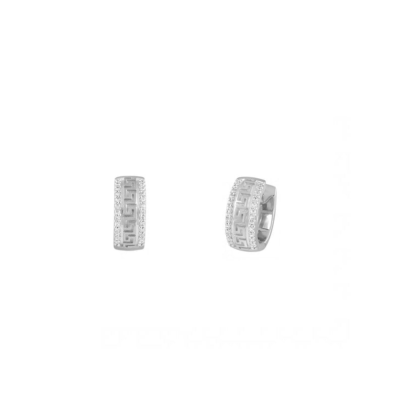 Diamond Greek-Textured Huggie Earrings (14K)