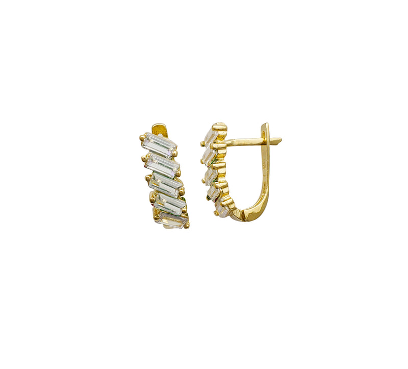 Baguette CZ Huggie Earrings (14K)