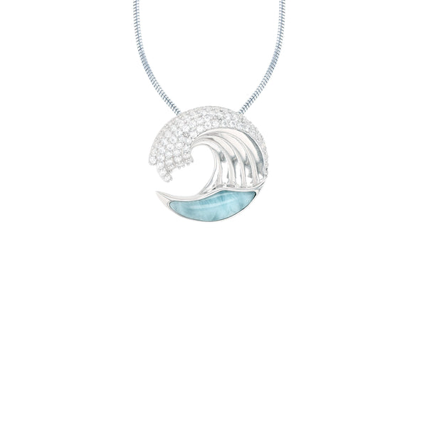 Larimar Wave Snake Necklace (Silver)