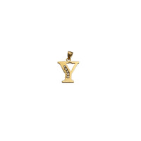 Yellow Gold Plain CZ Letter Pendant (14K)