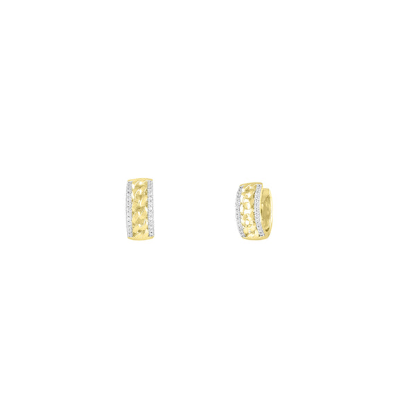 Diamond Cuban Huggie Earrings (14K)