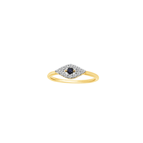 Diamond and Sapphire Evil Eye Ring (14K)