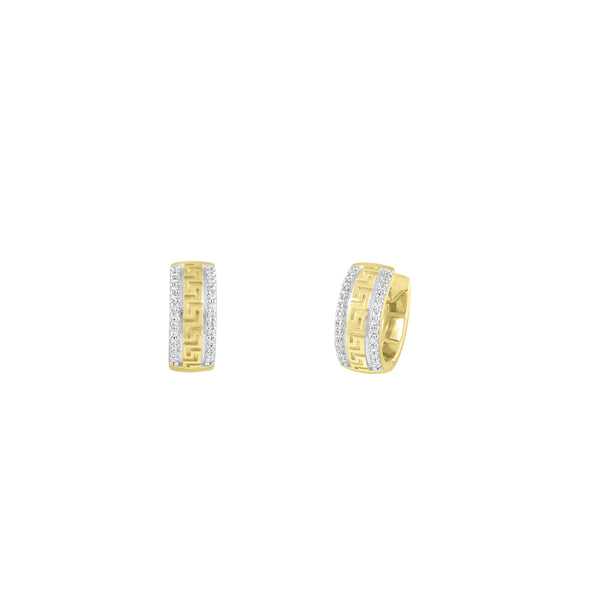 Diamond Greek-Textured Huggie Earrings (14K)