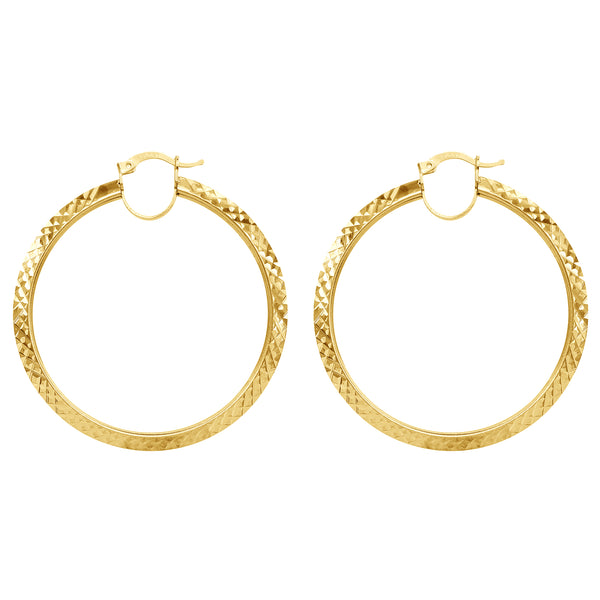 Yellow Faceted-cuts Hoop Earrings (14K)